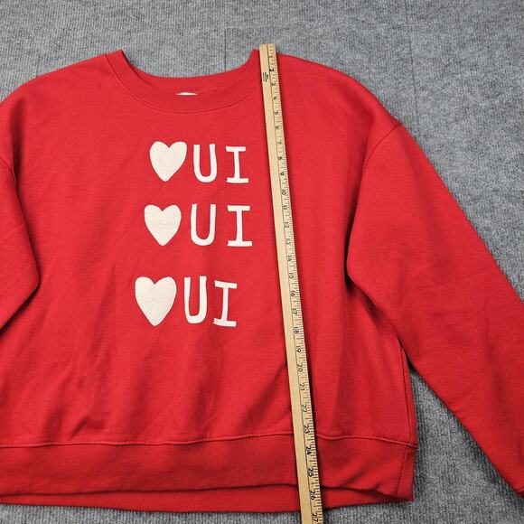 Maeve Sweatshirt Womens XL Red Oui Heart Crewneck Rebecca Mayfield Valentine - Picture 3 of 8